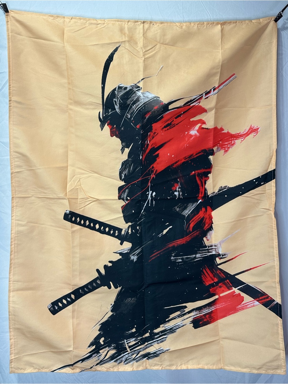 Samurai Tapestry, Japanese Wall Hanging Decor, 40" L x 30" W